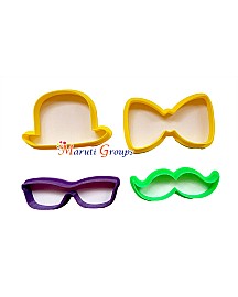 Bow Tie Glass Hat Mustaches cookie cutter
