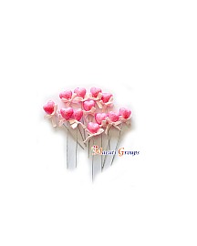 Glitter Faux Heart Ball Cake Topper Set For Cake Decorating - Pink - 12pc