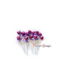 Glitter Faux Heart Ball Cake Topper Set For Cake Decorating - Purple - 12pc