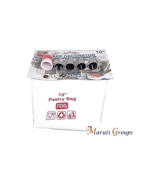 6pc Cotton Piping Bag Set – 10" (4 Nozzles , Coupler, Cotton Bag)