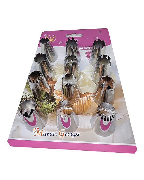 12pc Nozzle Set – Stainless Steel Piping Tips for Cake Decorating