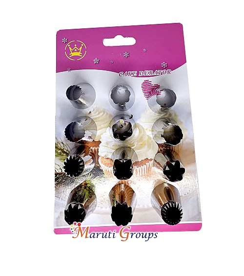 12pc Nozzle Set – Stainless Steel Piping Tips for Cake Decorating