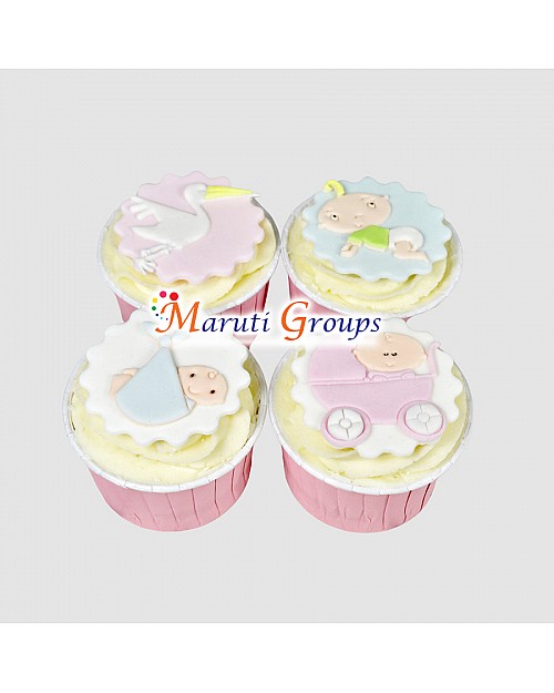 Adorable Baby Icing Cutter - Fondant Stork Pushchair Baby Shower Cutting Tool