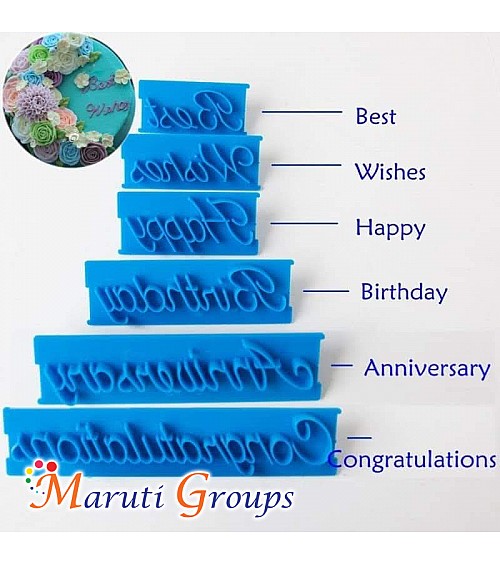 6pcs Biscuit Decoration Letters Cookie Cutter Set - Happy Birthday, Best Wishes, Anniversary