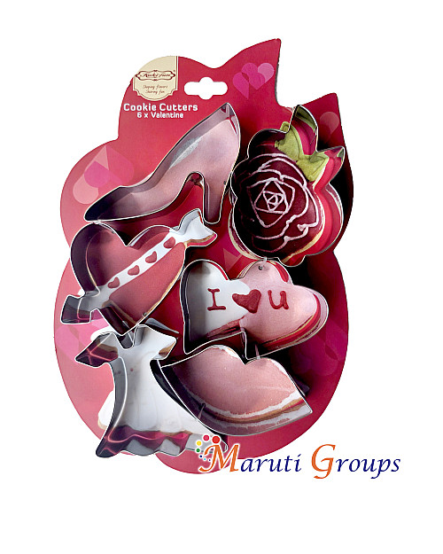 Valentine’s & Mother’s Day Cookie Cutter Set – Heart, Rose, Lip, Dress & Shoe Shapes