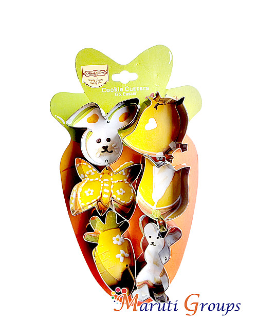 Easter Stainless Steel Cookie Cutter Set – Rabbit, Chick, Butterfly, Roses & Carrot (2.5cm Height)