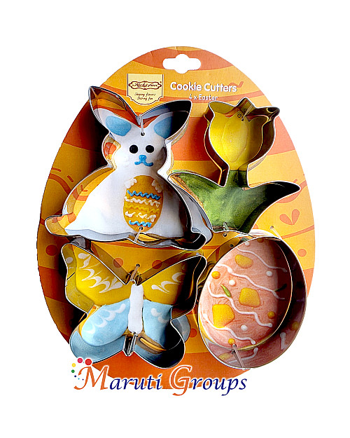 Easter Stainless Steel Cookie Cutter Set – Butterfly, Rabbit, Egg & Flower (2.5cm Height)