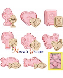 Communion Cookie Cutter Set - Cross, Prayer, Dove of Peace, Fish, Holy Grail Cookie Cutters
