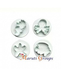 4pc Sea Animal Plunger Cutter Set - Seahorse, Starfish, Fish Cookie Cutters