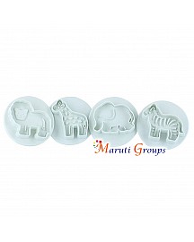 4pc Zoo Animals (Lion, Elephant, Giraffe, & Zebra) Plunger Cutter / Cookie Cutter