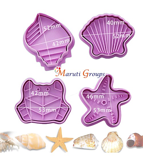 4pc Sea Shell Plunger Cutter / Cookie Cutter