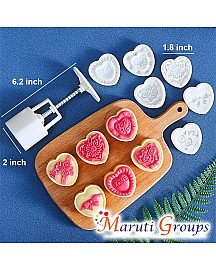 Moon Cake Mold 6 Pieces Heat Plunger Cookie Cutter / Heart - Valentines Malaysian Cookie Cutter