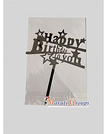 Happy Birthday Cake Topper for cake decorating -  Black