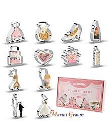 12pcs/set Stainless Steel Wedding-themed Cookie Mold Diy Baking Tool Set Valentine's Day Cookie Cutter Baking Accessories