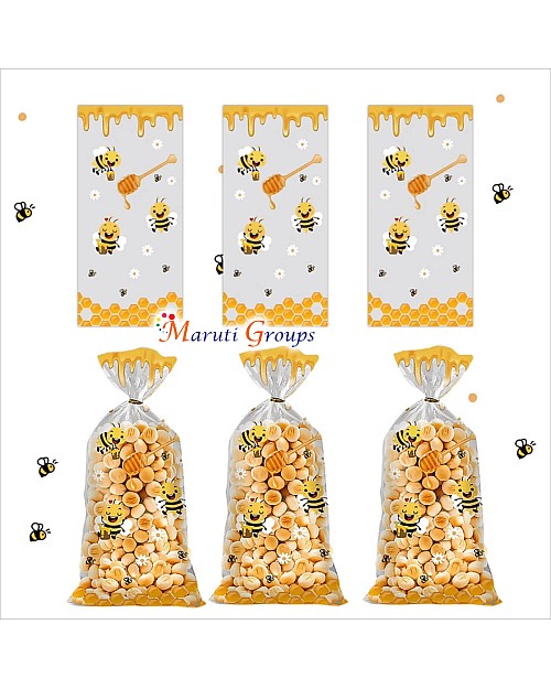 25pcs/Lot DIY Little Bee Candy Bags – Gift Bags, Cellophane Bags for Sweets & Chocolate (27.5cm x 13cm)