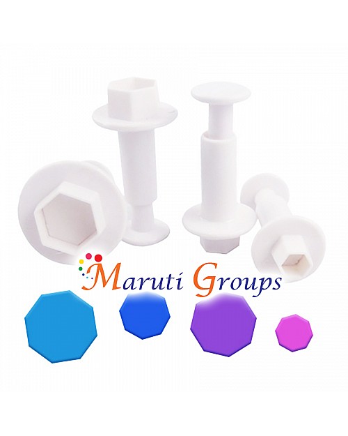 4pc Mini Hexagon Plunger Cookie cutter