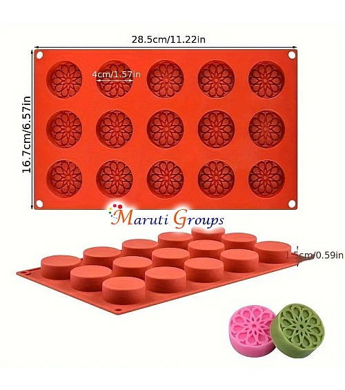 Round Burfee Penda Sweetmeat Silicone Mould – Chocolate & Sweet Mould (28.5cm x 16.7cm, Cavity Size 4cm)