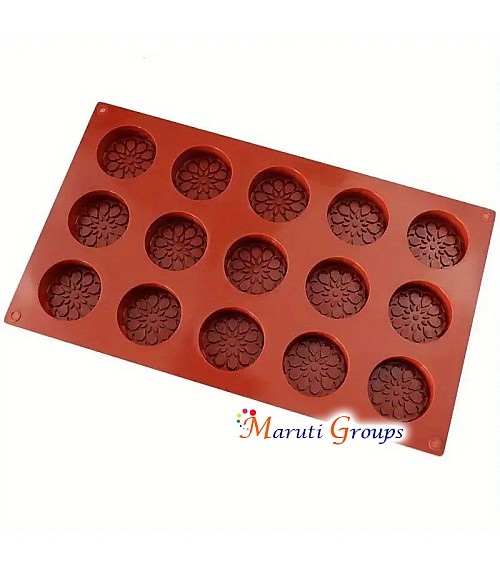 Round Burfee Penda Sweetmeat Silicone Mould – Chocolate & Sweet Mould (28.5cm x 16.7cm, Cavity Size 4cm)