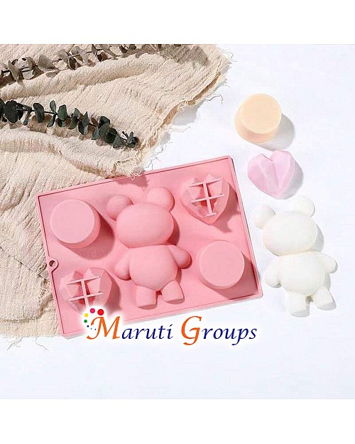 1pc Silicone Cake Mold – Heart Shaped Teddy Bears Round Cylinder Mousse Mold