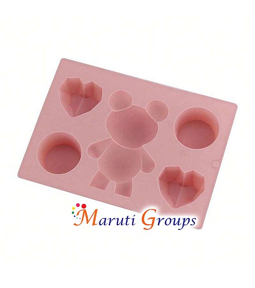 1pc Silicone Cake Mold – Heart Shaped Teddy Bears Round Cylinder Mousse Mold