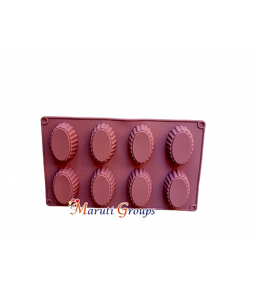 Oval Shape Wavey Chocolate Silicone Mould - Soap Bar, Tart Press, Cheesecake