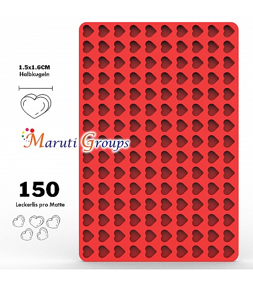 Heart Chocolate Silicone Mold - 148 Cavity Candy Mold 19.7cm x 29.7cm