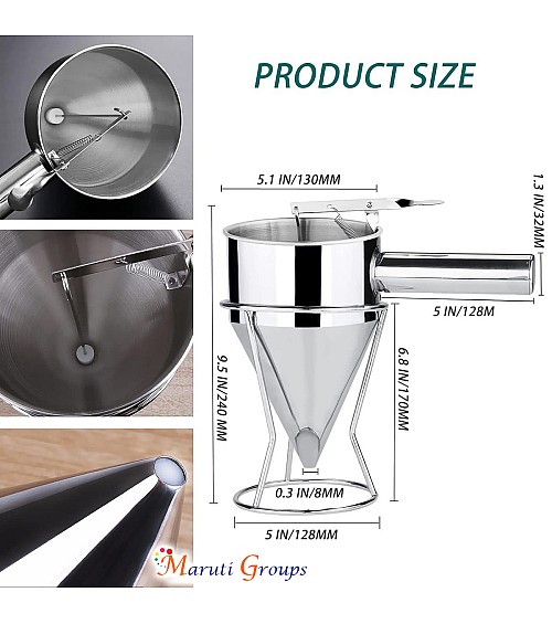 Stainless Steel Funnel Pancake Pourer Dispenser – Precision Batter Dispenser