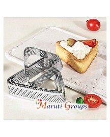 1pc Triangle Tart Ring - Heat-Resistant Perforated Cake Mousse Ring (8cm x 2cm, Stainless Steel)