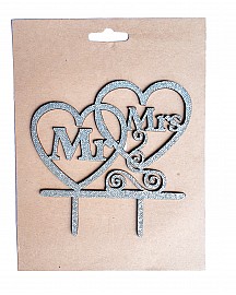 Mr & Mrs Cake Topper for cake decorating  - Silver