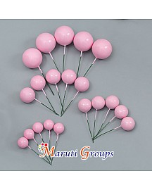 Faux Balls Cake Topper Set For Cake Decorating - Pink - 20pc