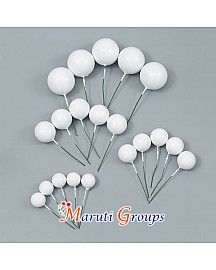 Faux Balls Cake Topper Set For Cake Decorating - White - 32pc