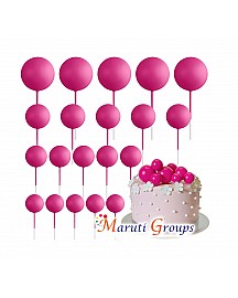 Faux Balls Cake Topper Set For Cake Decorating - Cerise Pink/ Dark Pink  - 20pc