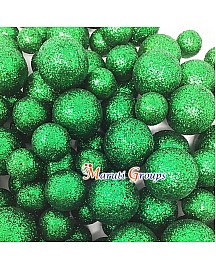 Glitter Faux Balls Cake Topper Set For Cake Decorating - Green - 20pc