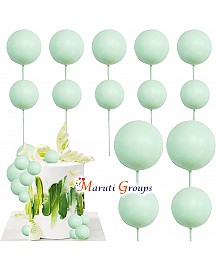Faux Balls Cake Topper Set For Cake Decorating - Light Green- 20pc