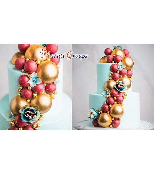 Faux Balls Cake Topper Set For Cake Decorating - Gold - 20pc