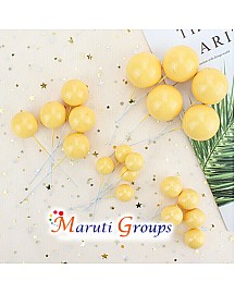 Faux Balls Cake Topper Set For Cake Decorating -Yellow- 12pc