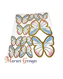 10pcs Light Blue and Baby Pink Butterfly Paper Cake Topper for Cake and Cupcake