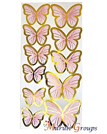 11pcs Pink Gold Rim Butterfly Paper Cake Topper for Cake and Cupcake