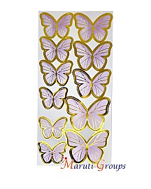 11pcs Purple Gold Rim Butterfly Paper Cake Topper for Cake and Cupcake