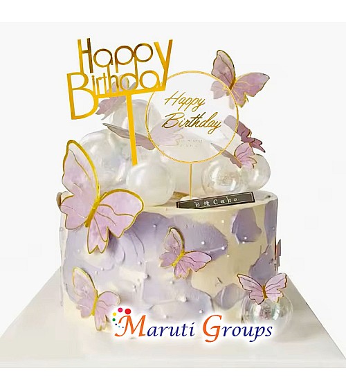 10pcs Purple Gold Rim Butterfly Cake Topper for Cakes and Cupcakes