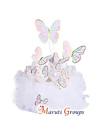 10pcs Light Blue and Baby Pink Butterfly Paper Cake Topper for Cake and Cupcake