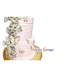 10pcs Pink & White Gold Rim Butterfly Paper Cake Topper for Cake and Cupcake