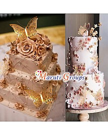 Artificial Rose Gold Butterfly Metal Texture Cake Topper Butterflies Cake Decoration(12pcs/pack)