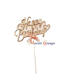 3D Happy Birthday Cake Topper and Cupcake For Cake Decorating - Rose Gold