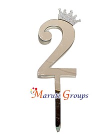 Numbers 2 Cake Topper for cake decorating -Silver Color