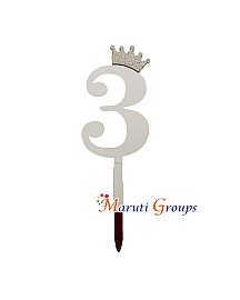 Numbers 3 Cake Topper for cake decorating -Silver Color