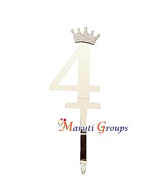 Numbers 4 Cake Topper for cake decorating -Silver Color