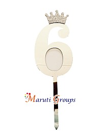 Numbers 6 Cake Topper for cake decorating -Silver Color