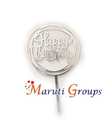Happy Birthday Cake Topper for cake decorating - SIlver