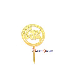 Happy Birthday Cake Topper for cake decorating - Gold